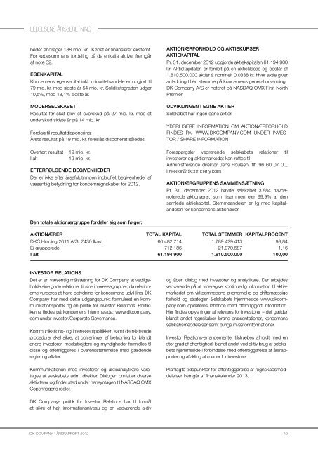 DK Company a/S Årsrapport 2012 - GlobeNewswire