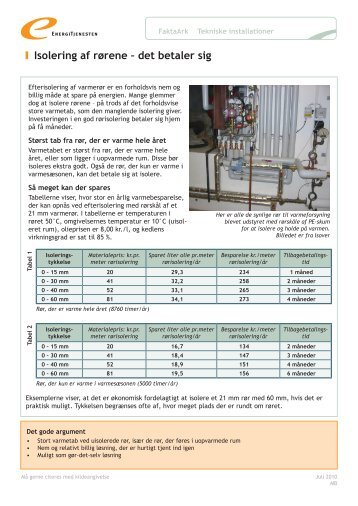 Isolering af rørene – det betaler sig - Energitjenesten