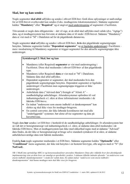 Syntaks- og kommunikationsregler - SVN - MedCom