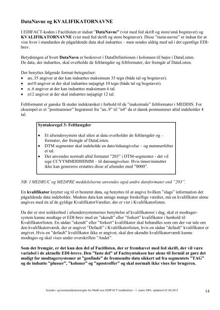 Syntaks- og kommunikationsregler - SVN - MedCom