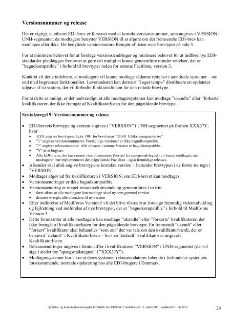 Syntaks- og kommunikationsregler - SVN - MedCom