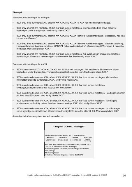 Syntaks- og kommunikationsregler - SVN - MedCom