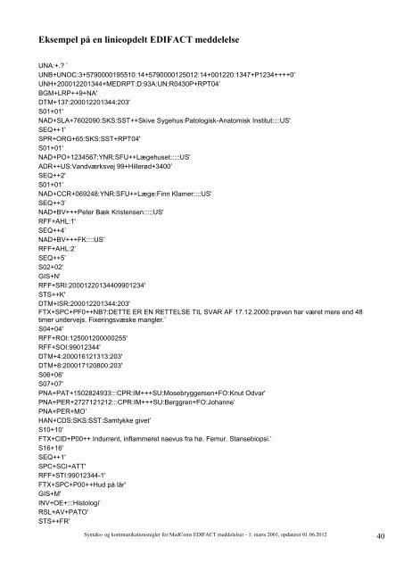 Syntaks- og kommunikationsregler - SVN - MedCom