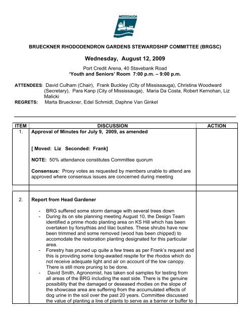 BRGSC Aug 12 & 27 Meeting Minutes - City of Mississauga