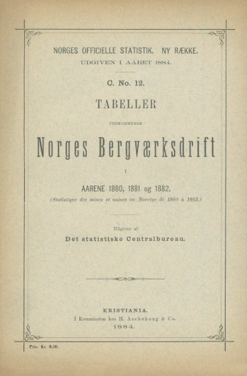 Tabeller vedkommende Norges Berværksdrift i Aarene 1880, 1881 ...