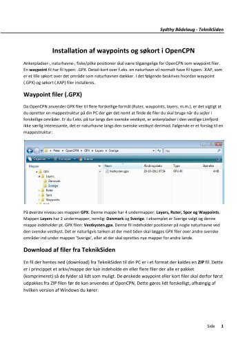 Installation af waypoints og søkort i OpenCPN - Sydthy Bådelaug
