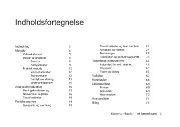 Indholdsfortegnelse - Helle Gransgaard