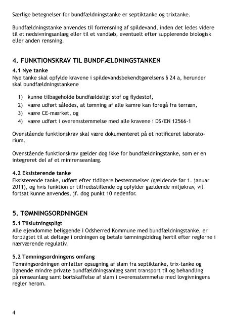 Tømningsregulativ for bundfældningstanke - Odsherred Kommune