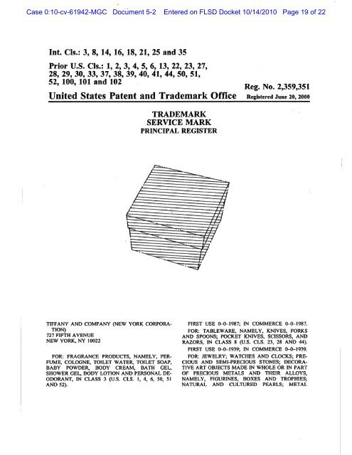 UNITED STATES DISTRICT COURT SOUTHERN DISTRICT OF ...