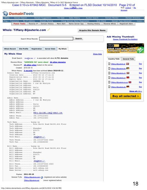 UNITED STATES DISTRICT COURT SOUTHERN DISTRICT OF ...