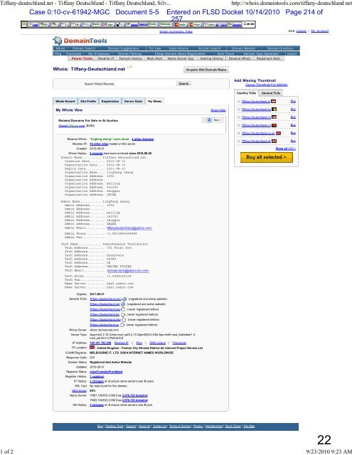 UNITED STATES DISTRICT COURT SOUTHERN DISTRICT OF ...