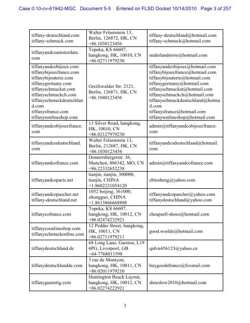 UNITED STATES DISTRICT COURT SOUTHERN DISTRICT OF ...