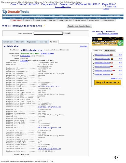 UNITED STATES DISTRICT COURT SOUTHERN DISTRICT OF ...