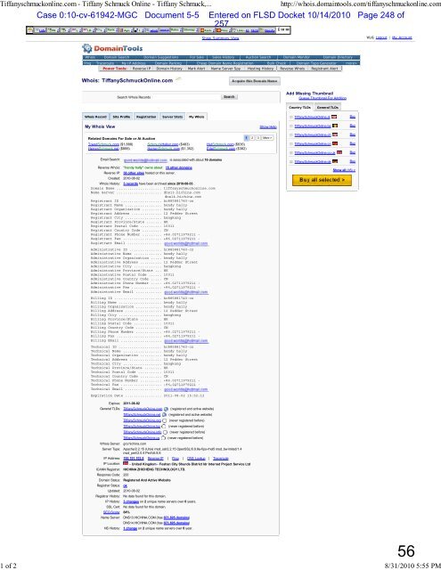 UNITED STATES DISTRICT COURT SOUTHERN DISTRICT OF ...