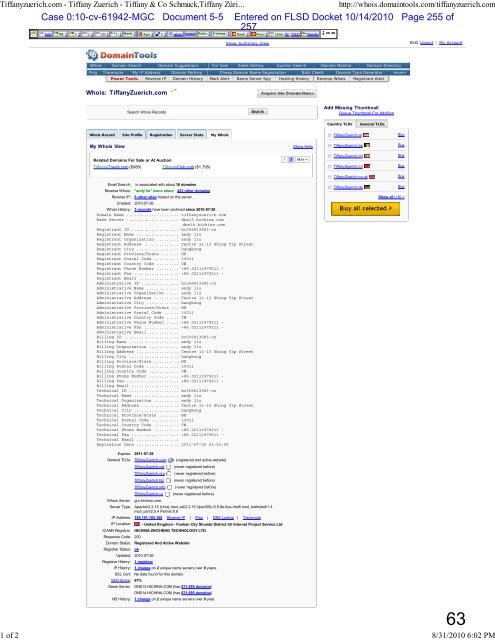 UNITED STATES DISTRICT COURT SOUTHERN DISTRICT OF ...