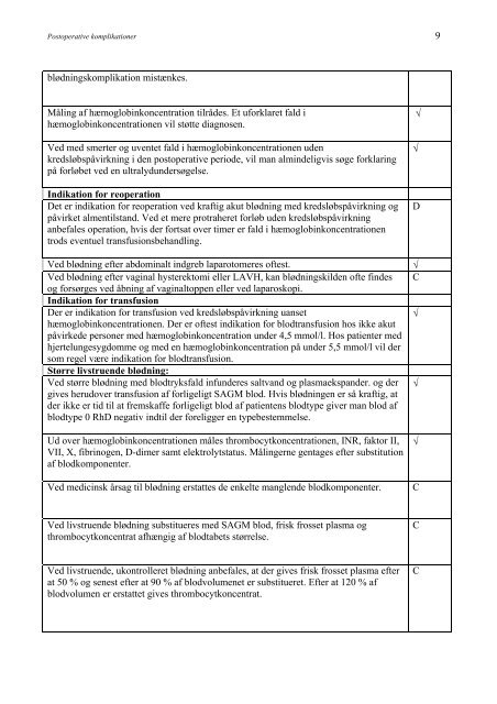 Postoperative komplikationer: - DSOG