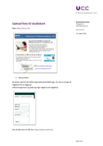 Upload foto til studiekort - Professionshøjskolen UCC
