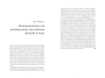 Homonationalism och posthumanism: Introduktion till Jasbir K Puar