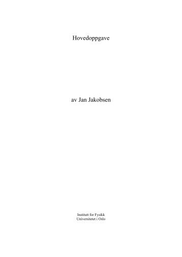 Hovedoppgave av Jan Jakobsen