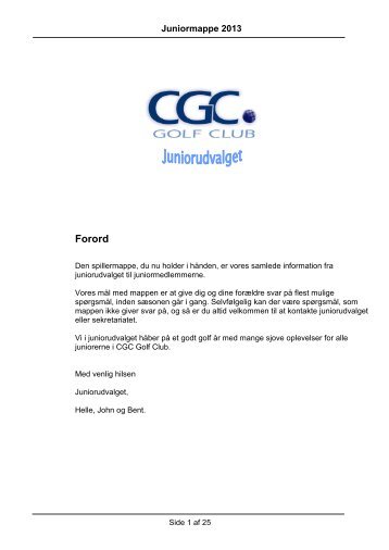 Procedure for opnåelse af bagstick (godkendelse til ... - CGC Golf Club