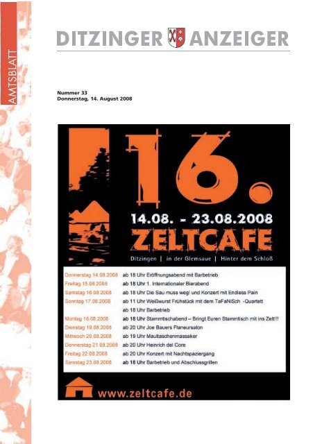 Ditzinger Anzeiger Kw 33 2009 Ditzingen
