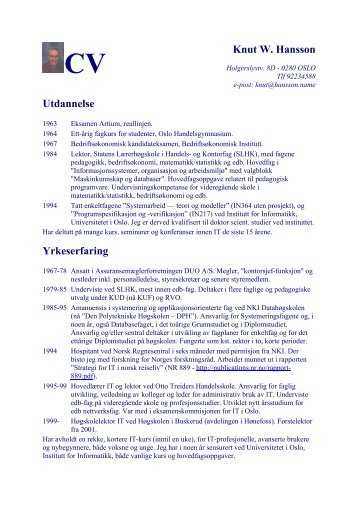 Last ned CV i PDF-format - Ny webområde for ansatte og studenter ...