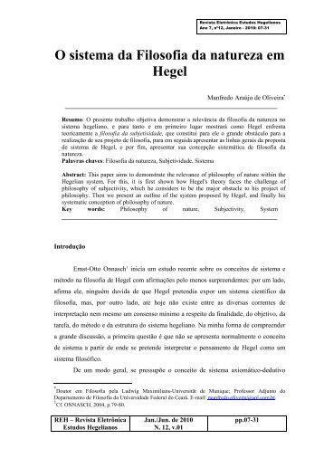 O sistema da Filosofia da natureza em Hegel