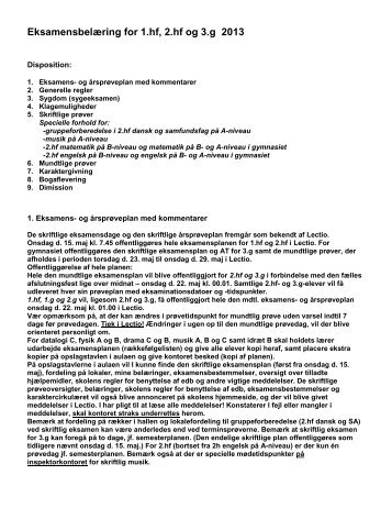 Eksamensbelæring for 1.hf, 2.hf og 3.g 2013