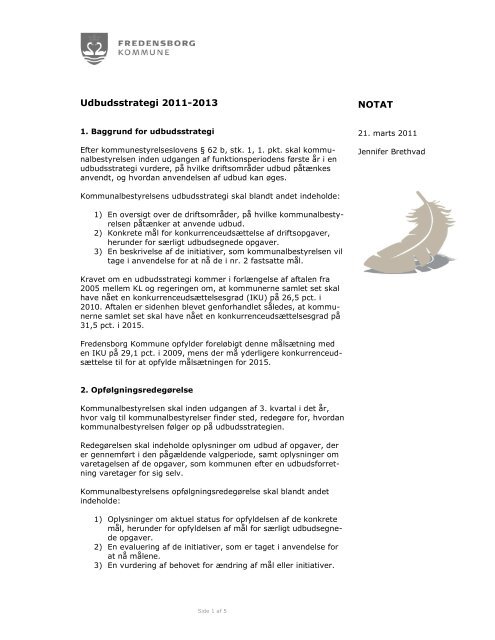Udbudsstrategi 2011-2013 NOTAT - Fredensborg Kommune