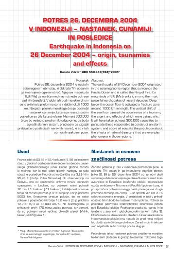 POTRES 26. DECEMBRA 2004 V INDONEZIJI – NASTANEK ...