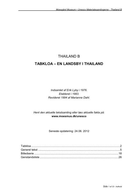 Download tekstsamlingen til Thailand B samlingen (pdf) - Moesgård ...