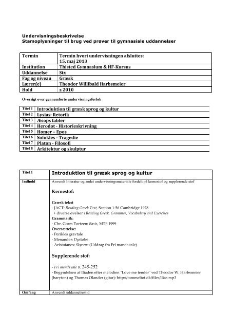 3z grA - Theodor Willibald Harbsmeier (TH) - Thisted Gymnasium og ...