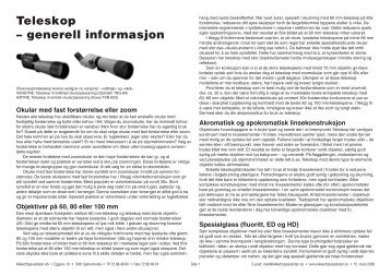 Teleskop – generell informasjon