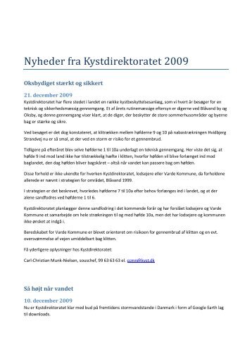 Nyheder fra Kystdirektoratet 2009