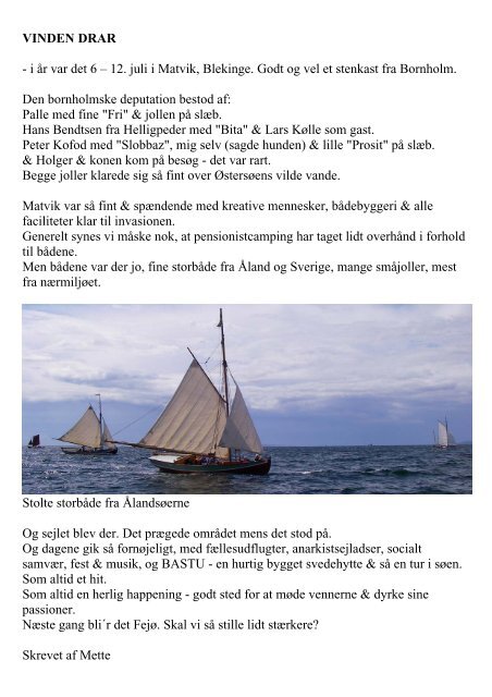 Nyhedsbrev nr. 4 2008 - Bornholm Træbåde Laug