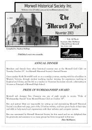 November 2003 Vol 20 No. 6 - Morwell Historical Society