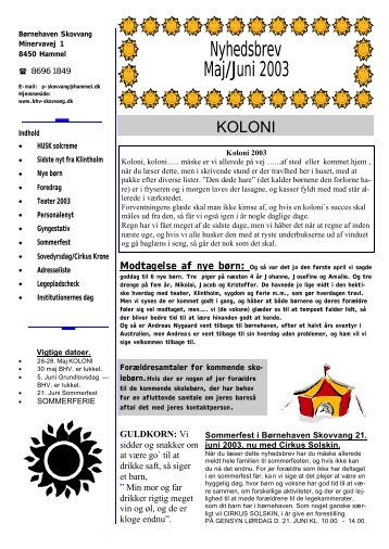 Nyhedsbrev Maj/Juni 2003 - Børnehaven Skovvang