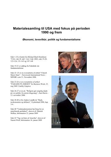Materialesamling til USA med fokus på perioden 1990 og frem