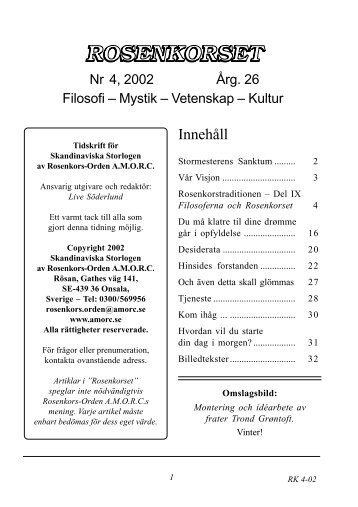 Innehåll - Rosenkors-Ordenen AMORC