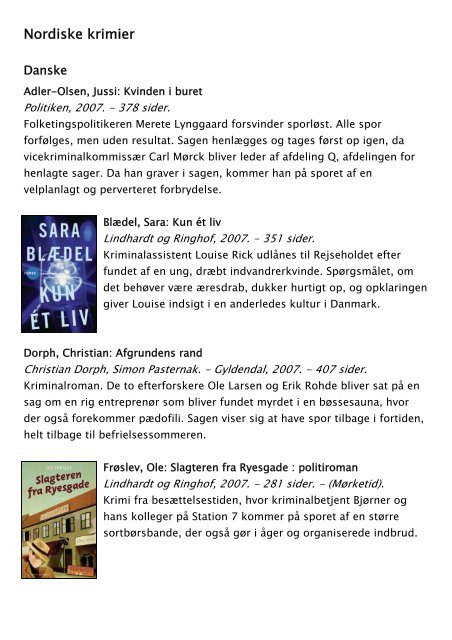 Årets bøger 2007 - krimi og spænding - Vejle Bibliotekerne