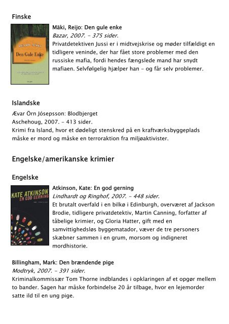 Årets bøger 2007 - krimi og spænding - Vejle Bibliotekerne
