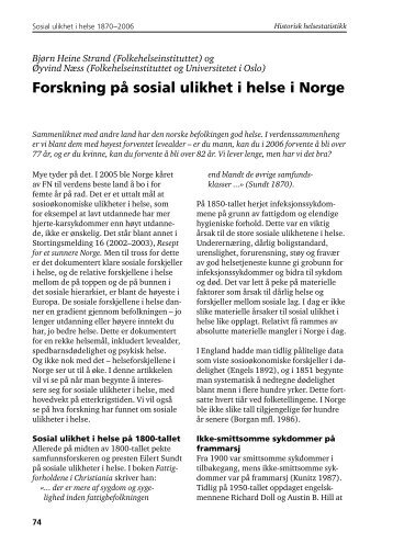 Forskning på sosial ulikhet i helse i Norge - Statistisk sentralbyrå