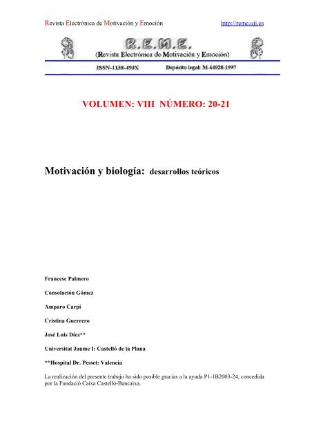 Motivación y biología: desarrollos teóricos - Revista Electrónica de ...