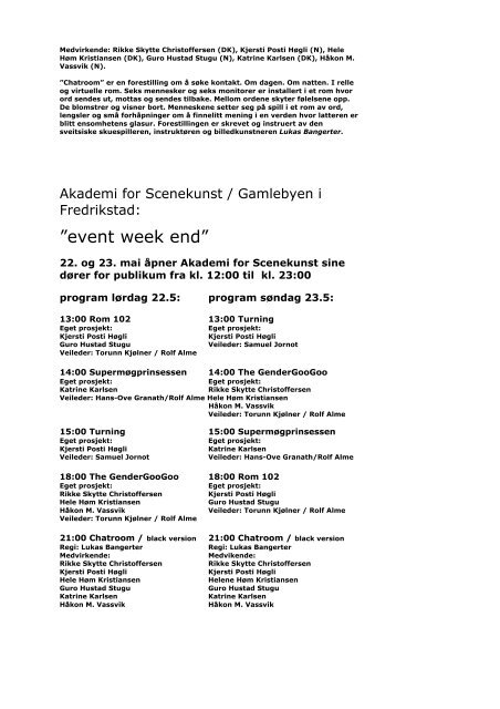 Akademi for Scenekunst program presentasjon av ...