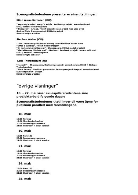Akademi for Scenekunst program presentasjon av ...