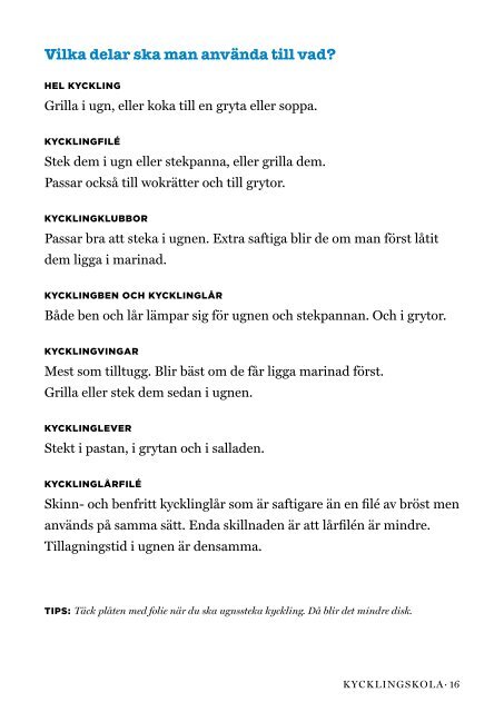 Skolmaterial om svensk kyckling med tips och råvaruskola.