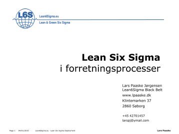 Lean Six Sigma i forretningsprocesser • Administration/service ...