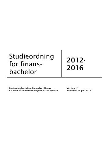 Studieordning for Finans-bachelor - Erhvervsakademi Aarhus