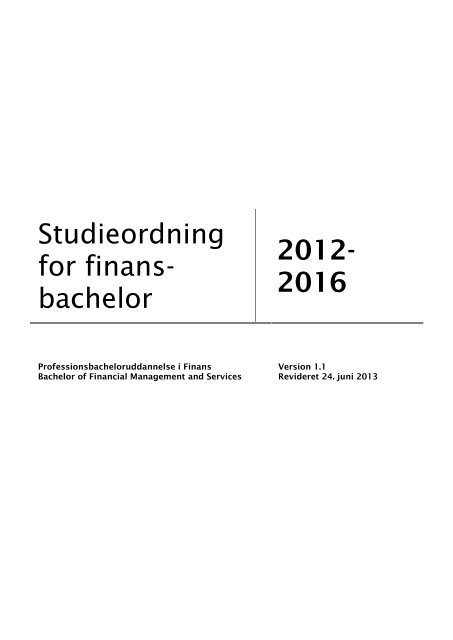 Studieordning for Finans-bachelor - Erhvervsakademi Aarhus