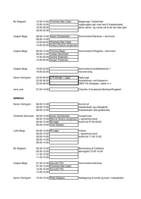 Se vagtplanen (pdf-fil) - Benløse Floorball Club